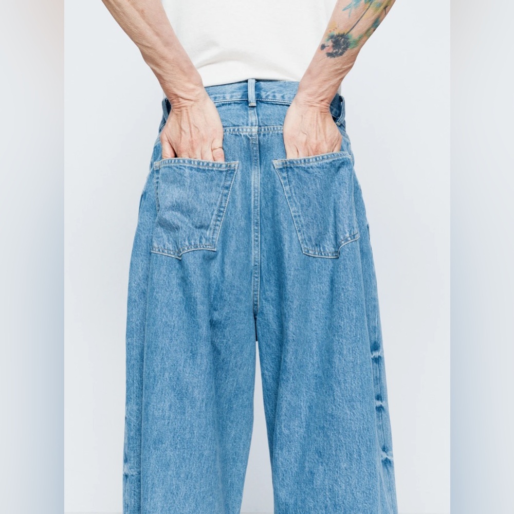 Raey extra fold organic cotton blend wide jet leg jeans size:20